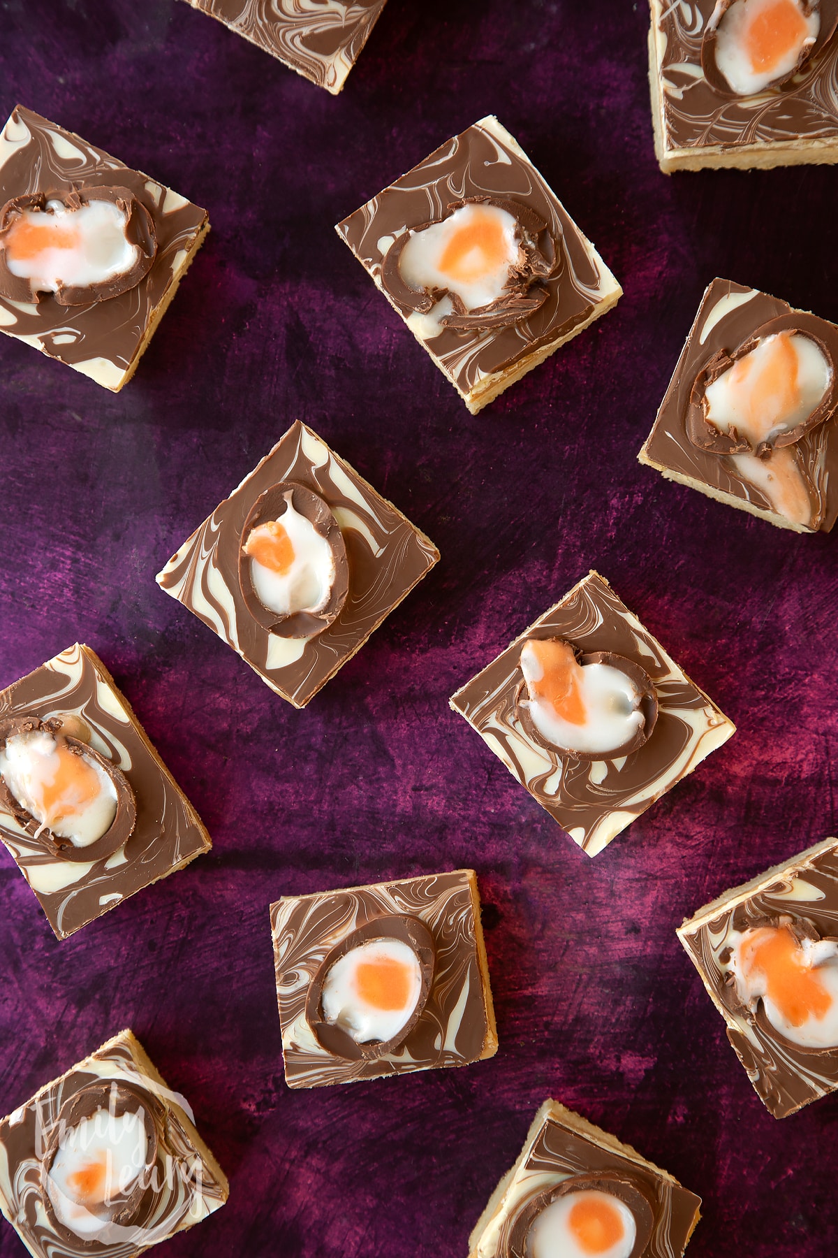Overhead shot of the finished Easter millionaires shortbread