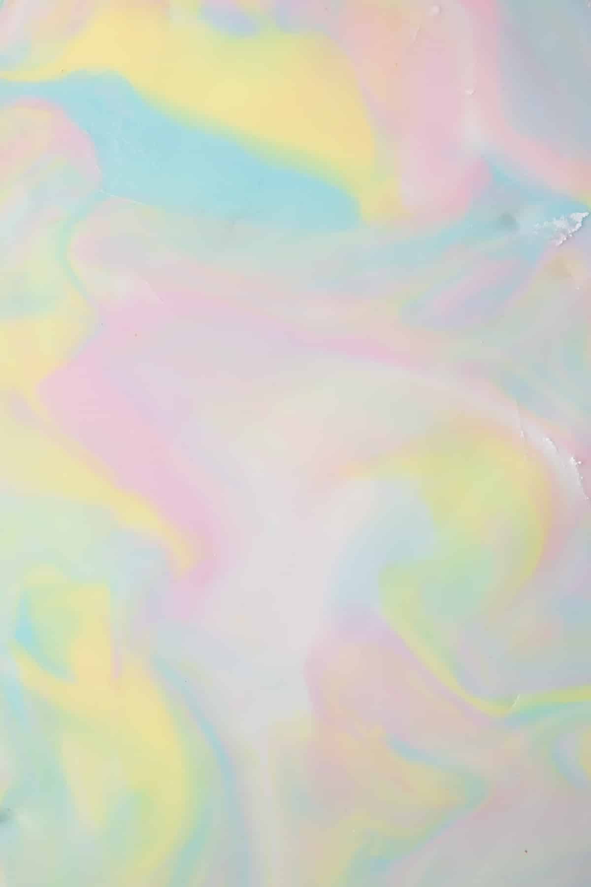 Close up of the colours on the sugar paste.