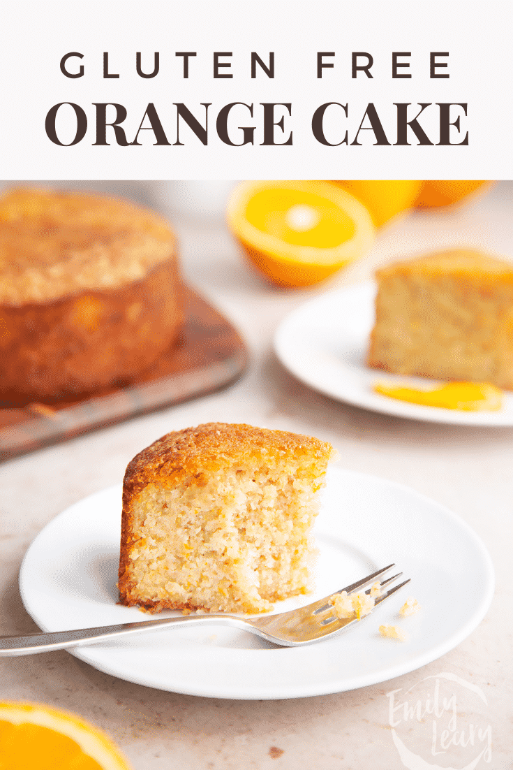Pinterest image for the gluten free orange cake.