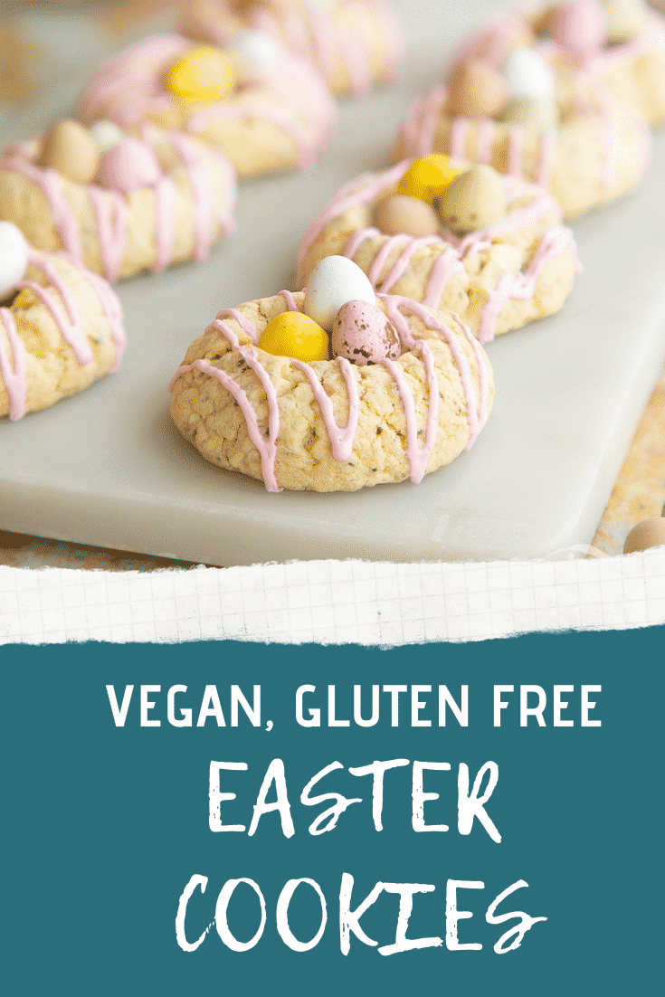 Pinterest image for vegan, gluten free easter biscuits.