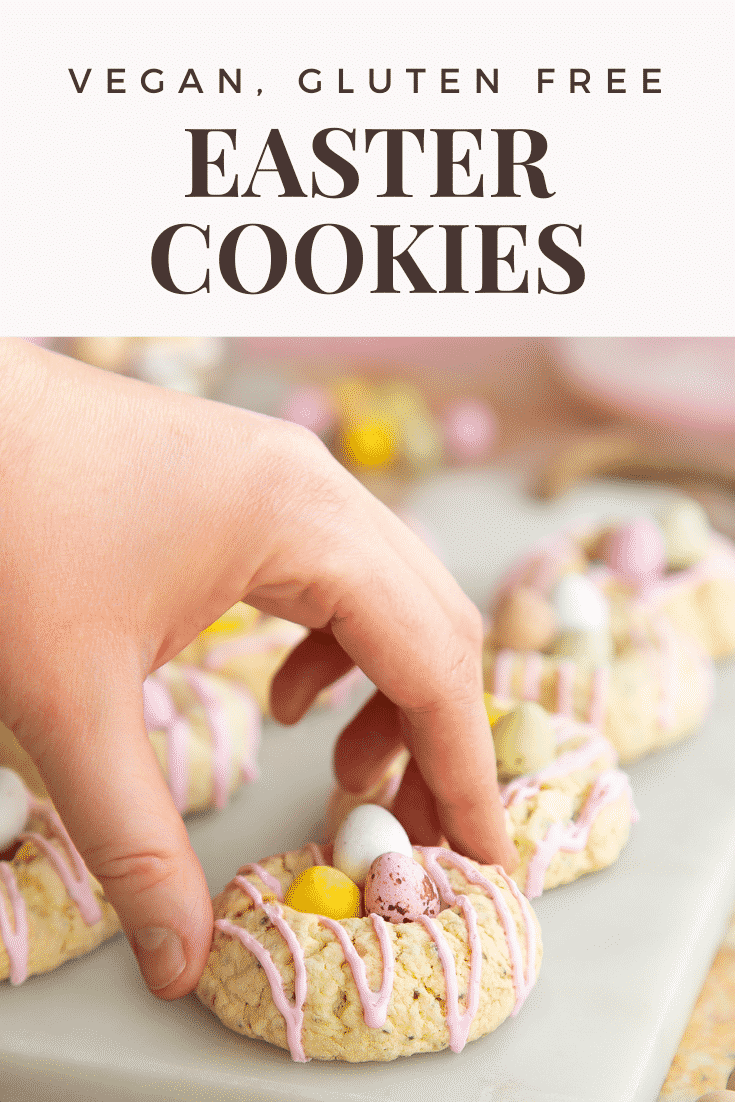 Pinterest image for vegan, gluten free easter biscuits.