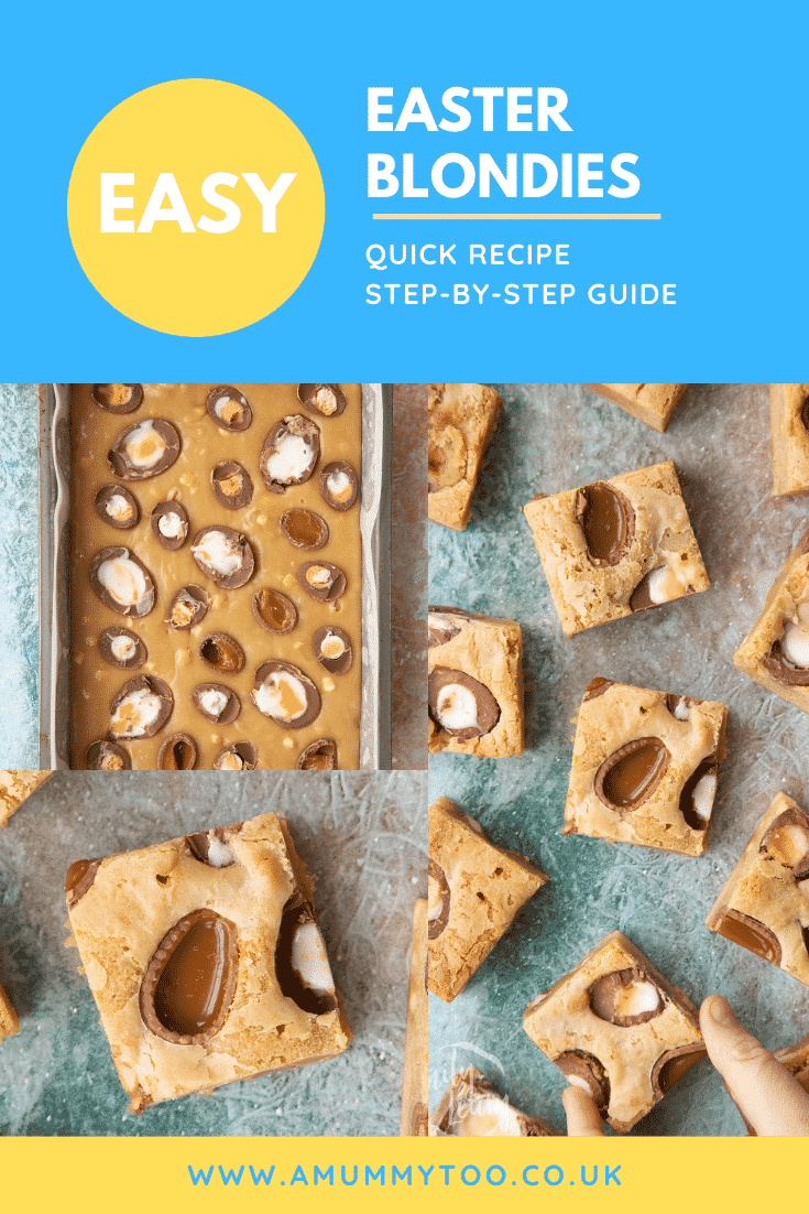 Pinterest image for the easter blondies.