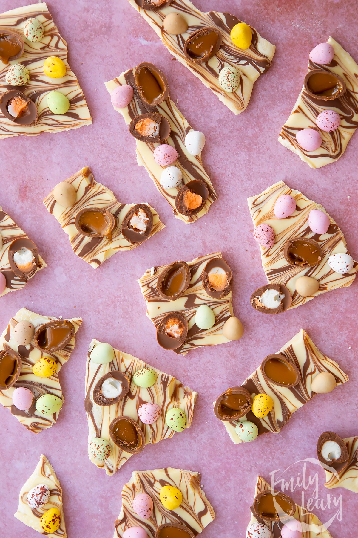 Finished peice of Easter chocolate bark.