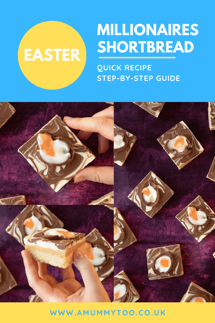 Pinterest image for the Easter millionaires shortbread.