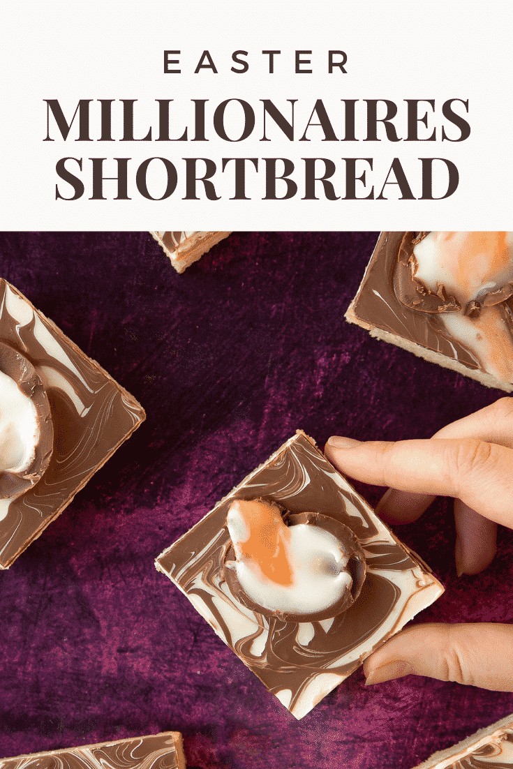 Pinterest image for the Easter millionaires shortbread.