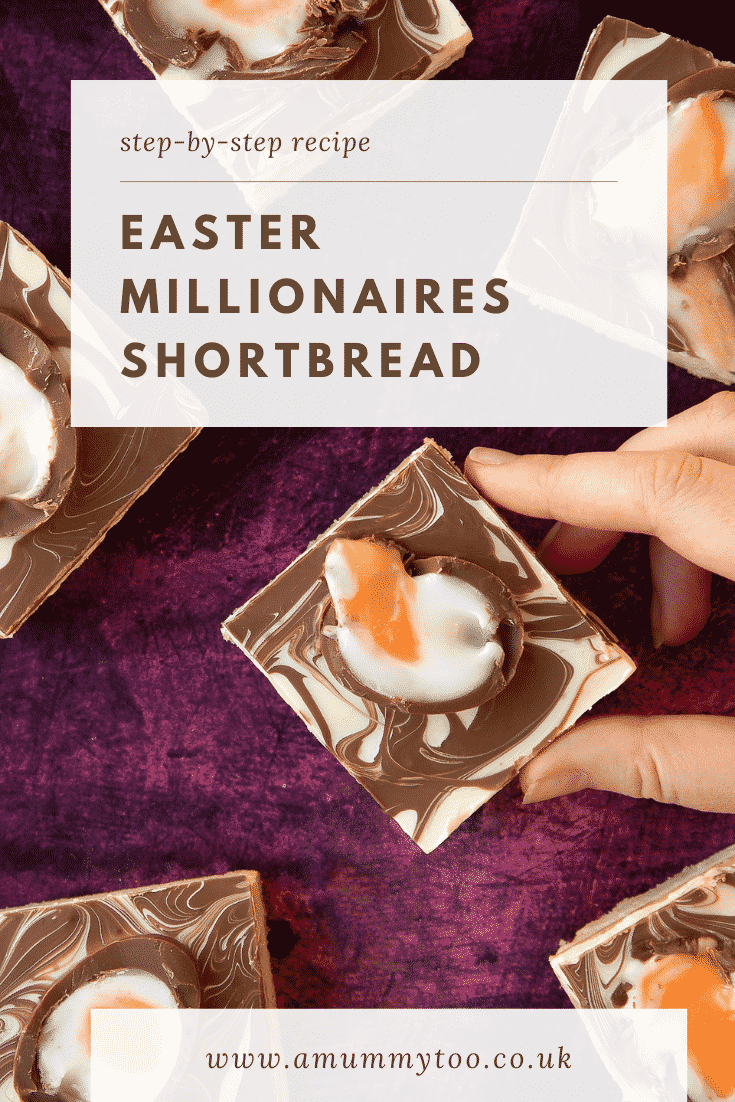 Pinterest image for the Easter millionaires shortbread.
