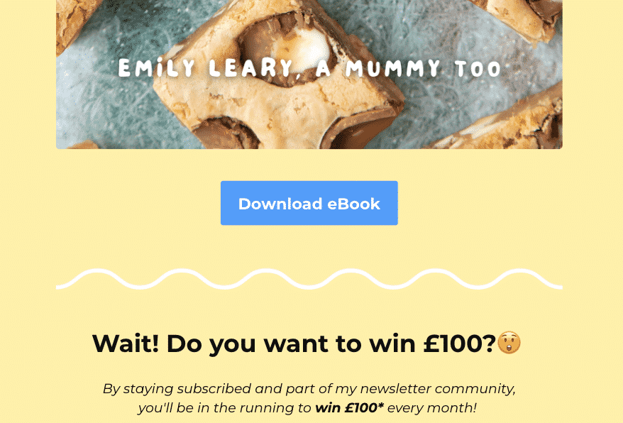 Promotional email for the Easter recipes ebook