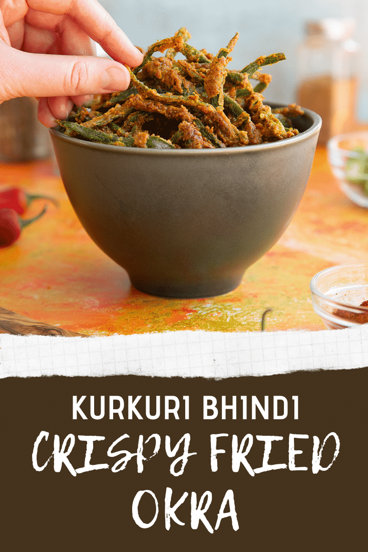 Pinterest image for kurkuri bhindi.