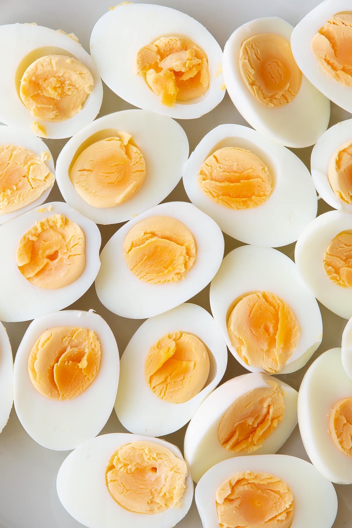 Boiled eggs cut open