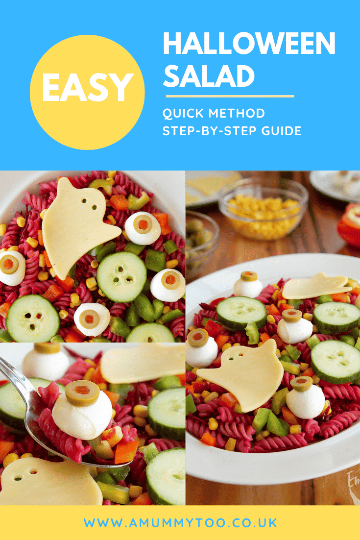 Pinterest image for the halloween salad.