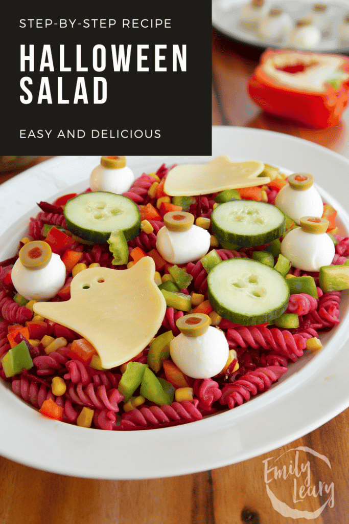 Pinterest image for the halloween salad.