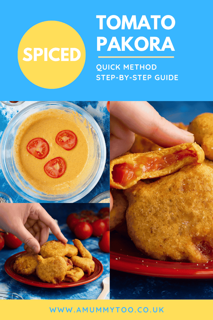 Pinterest image of the tomato pakora