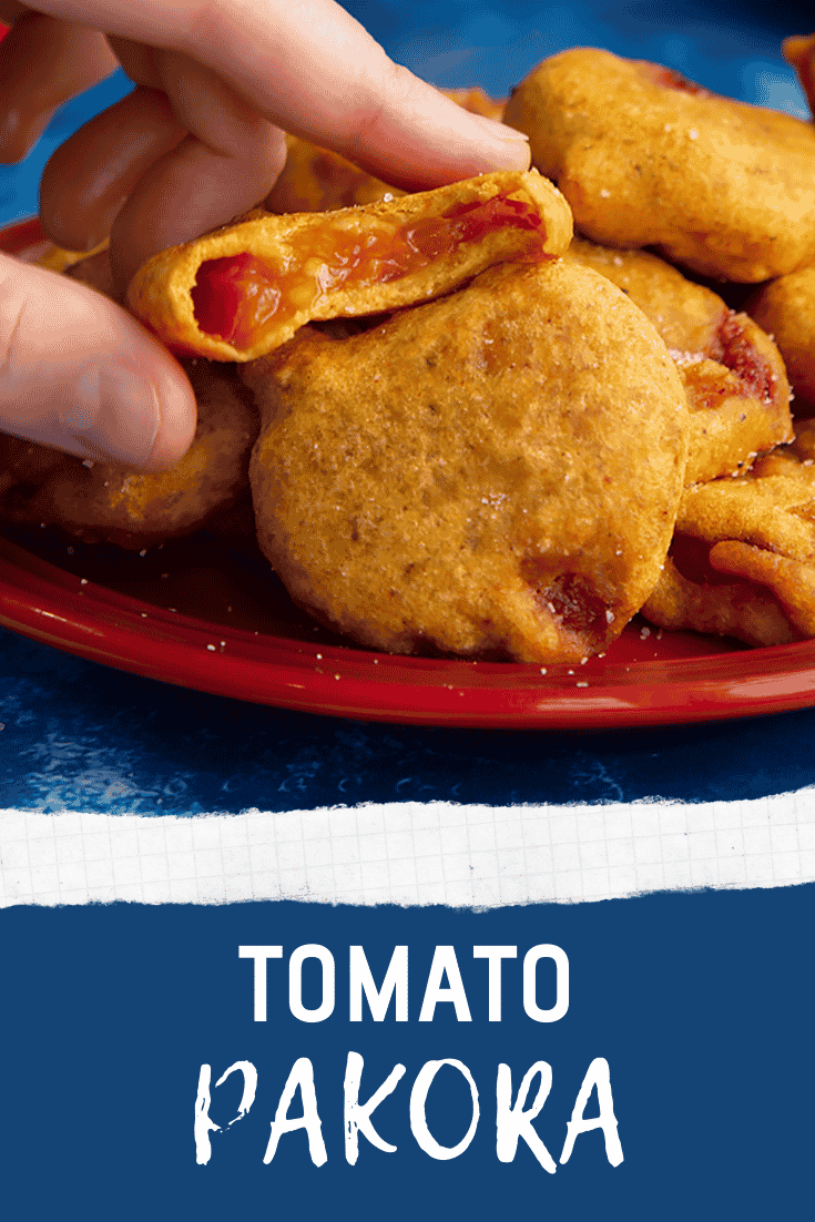 Pinterest image of the tomato pakora