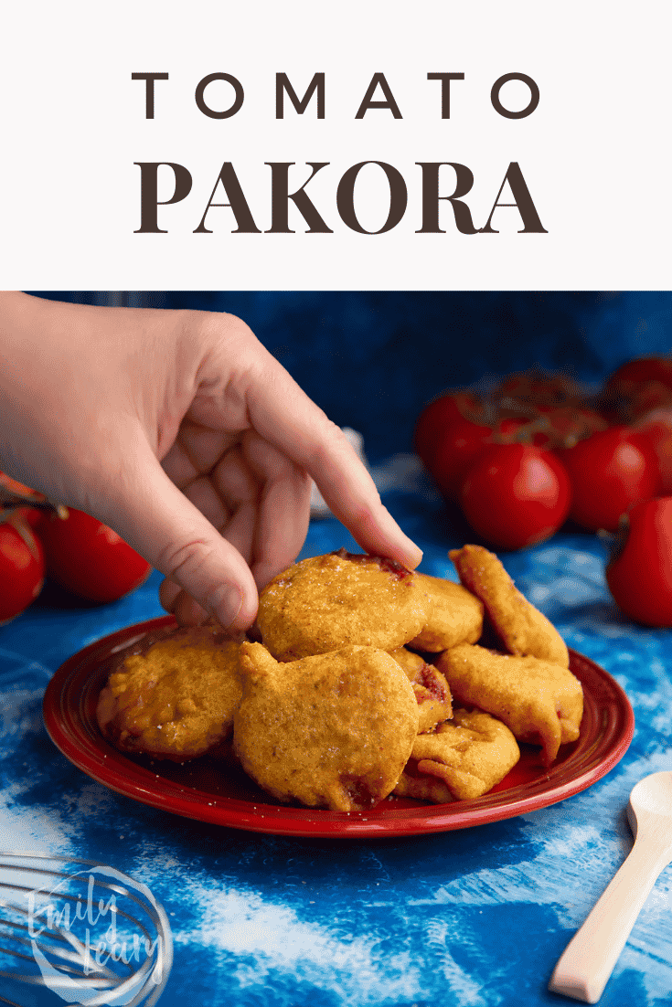 Pinterest image of the tomato pakora