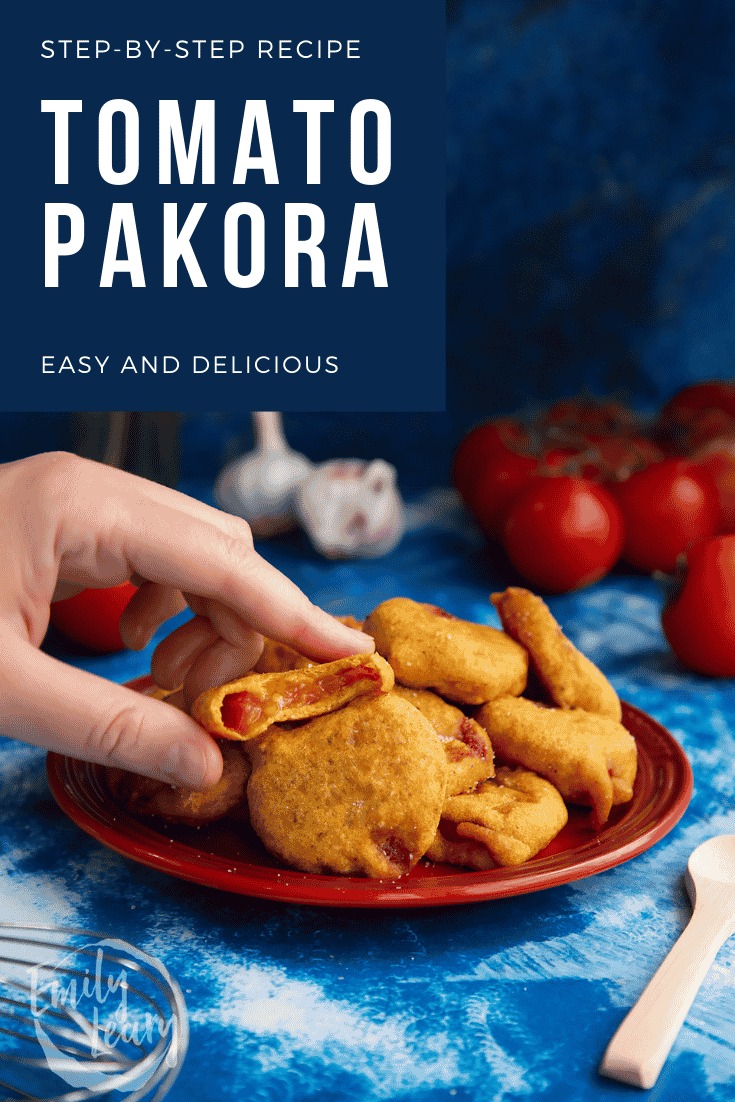 Pinterest image of the tomato pakora